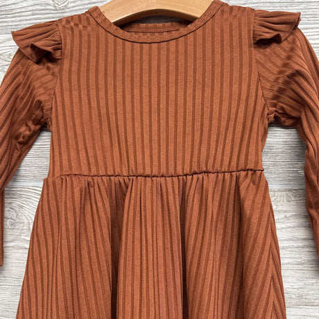 LS Ribbed Flutter Sleeve Dress 12-18M