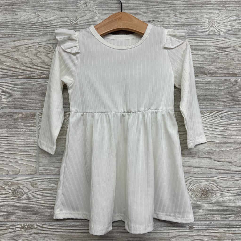 LS Ribbed Flutter Sleeve Dress 12-18M