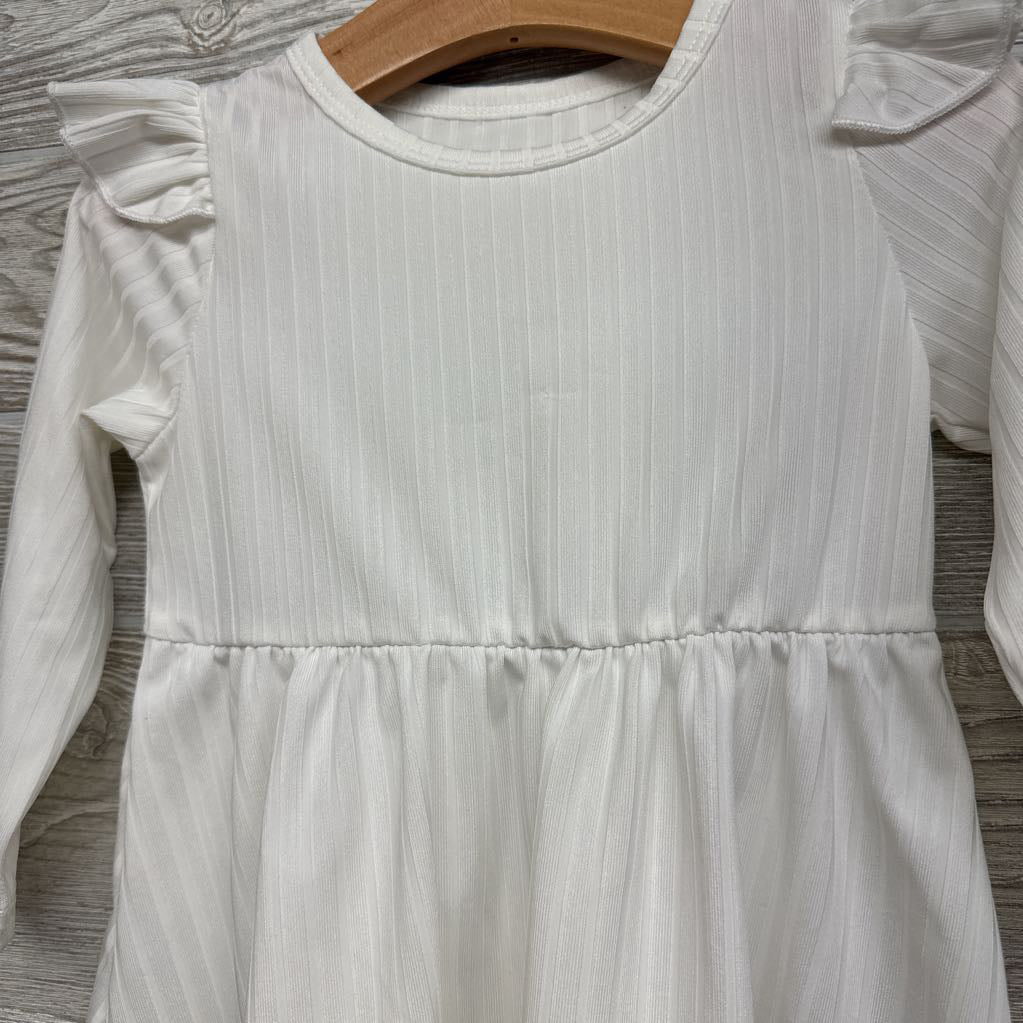 LS Ribbed Flutter Sleeve Dress 12-18M