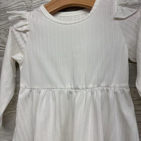 LS Ribbed Flutter Sleeve Dress 12-18M