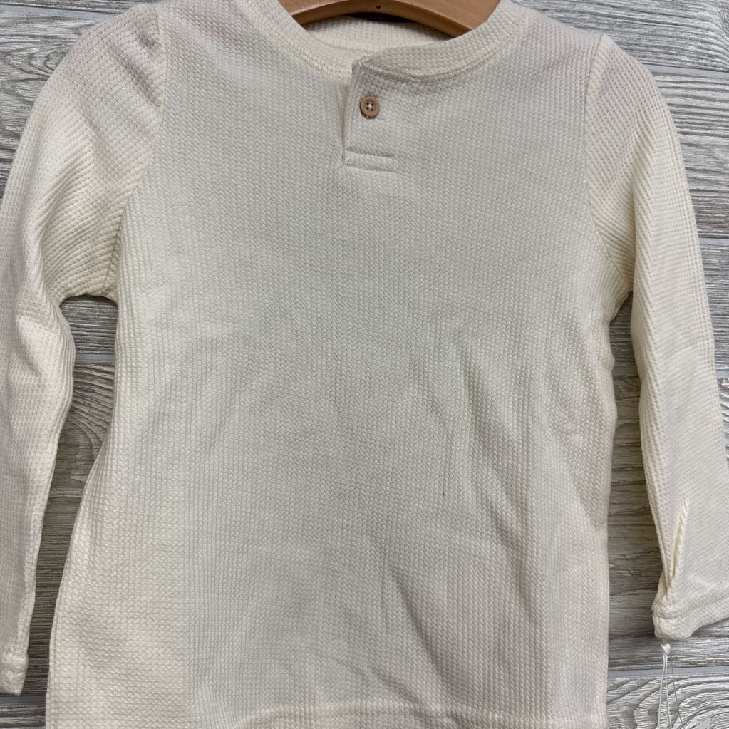 NEW LS Waffle Knit Henley Shirt 3T