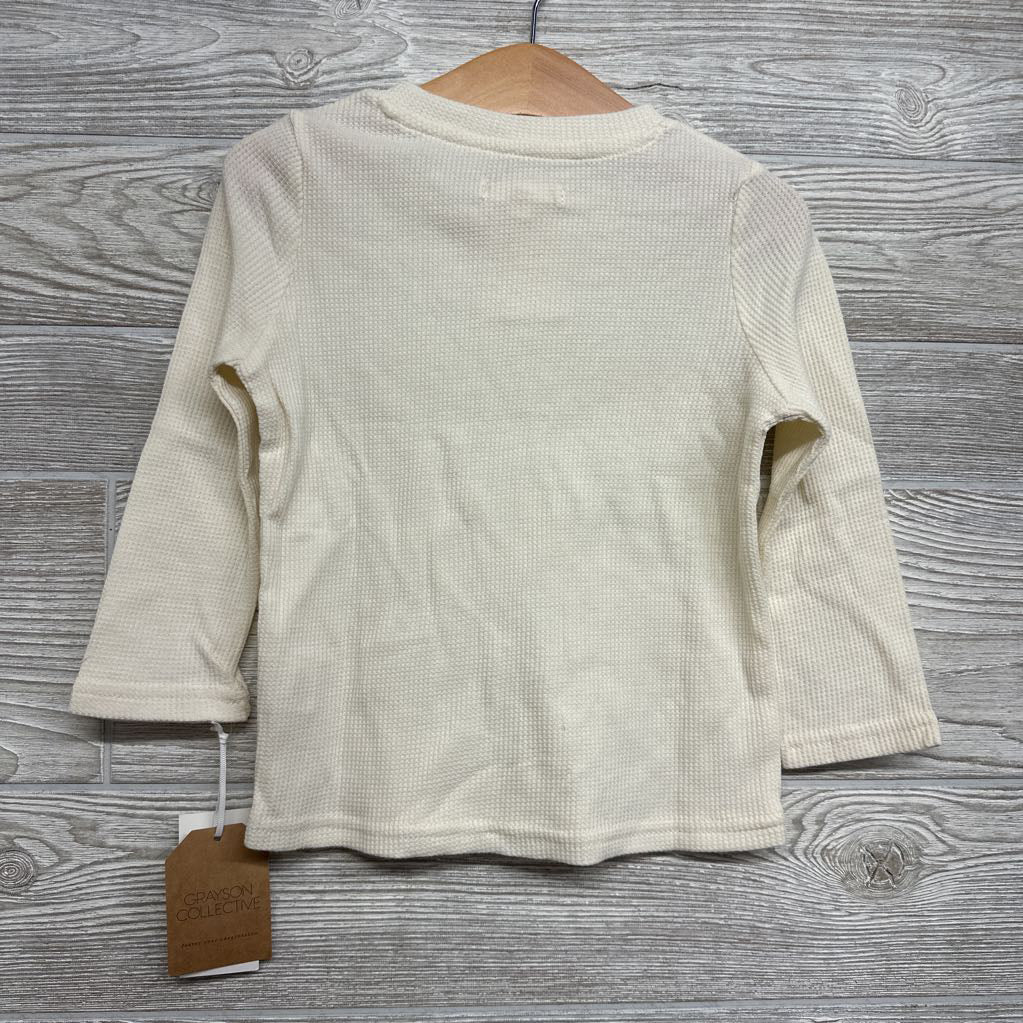 NEW LS Waffle Knit Henley Shirt 3T