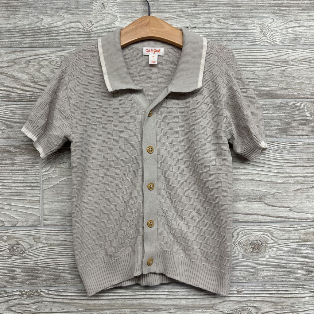 Knit Button Up Shirt Texture Checker 4T