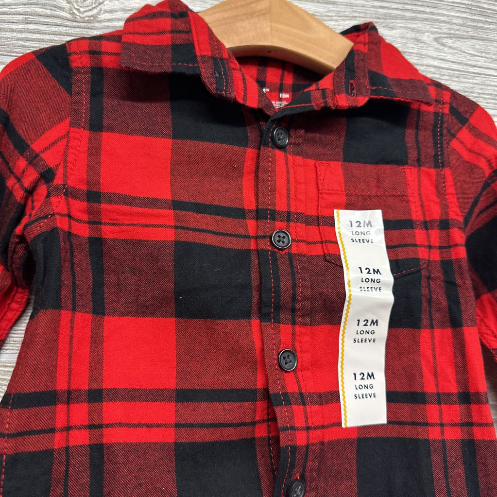 NEW LS Plaid Button Up Shirt 12M