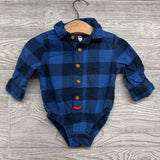 LS Plaid Button Up Bodysuit Chest Pocket 6M