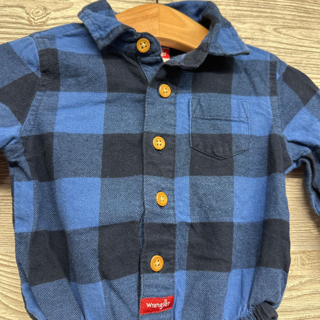 LS Plaid Button Up Bodysuit Chest Pocket 6M