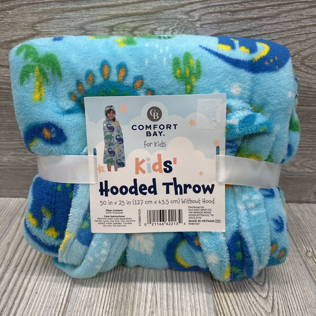 NEW Hooded Plush Dinosaur Throw Blanket