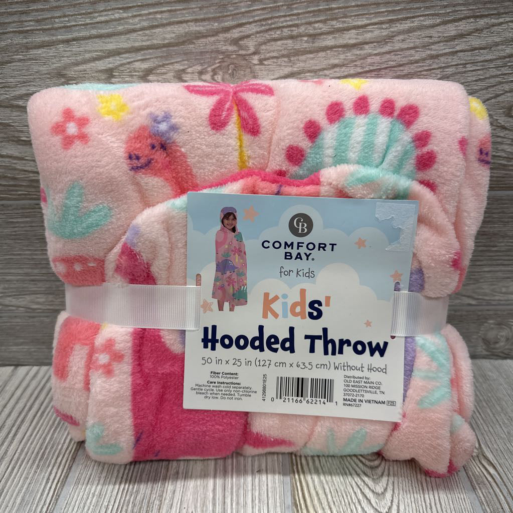 NEW Hooded Plush Dinosaur Throw Blanket