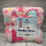 NEW Hooded Plush Dinosaur Throw Blanket