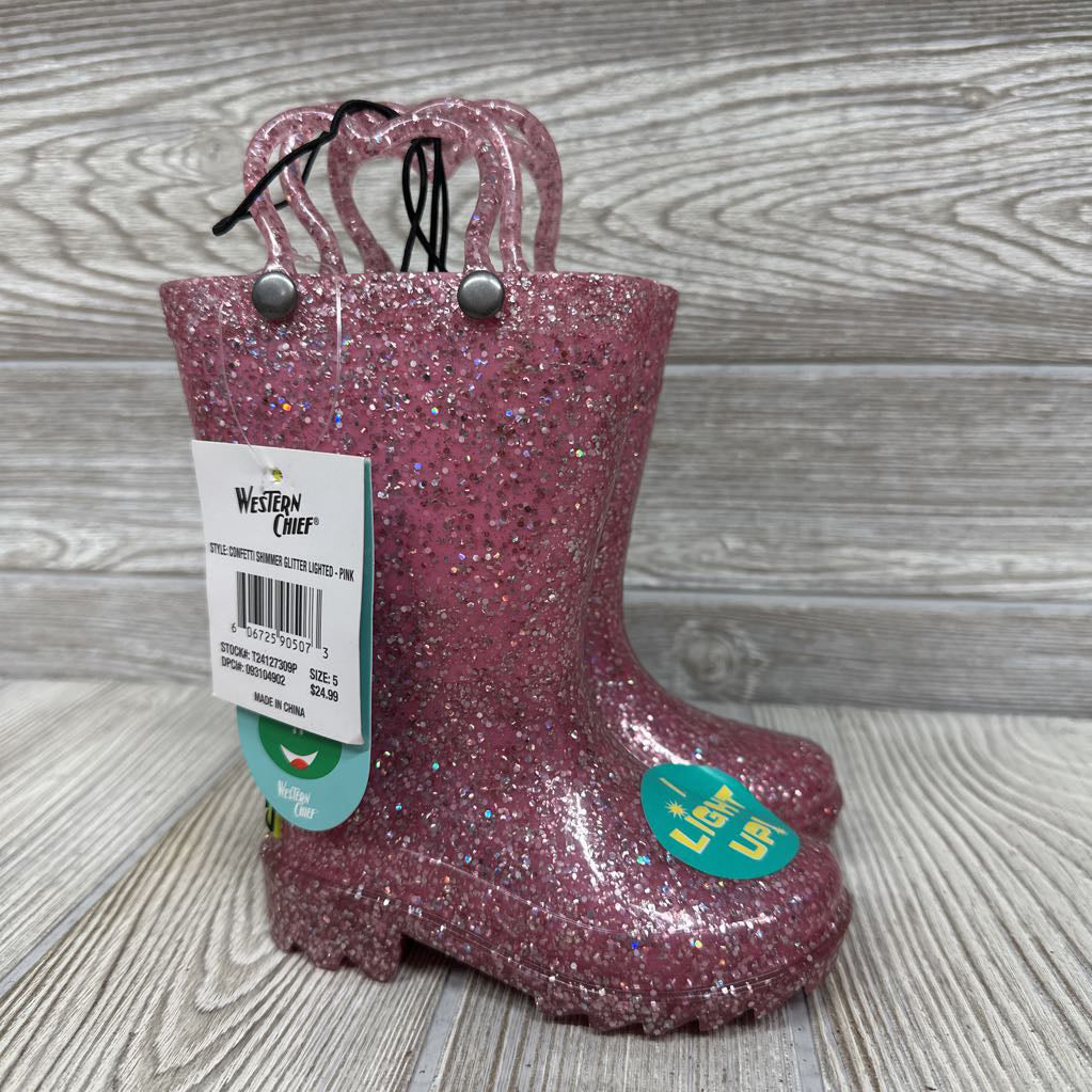 NEW Light Up Rain Boots Glitter 5c