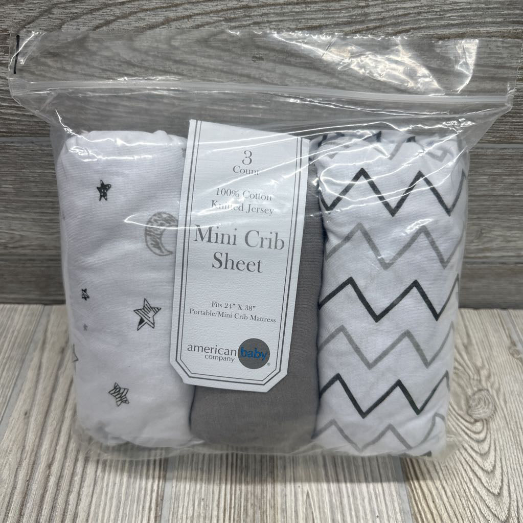 NEW 3 Pk Mini Crib Sheets