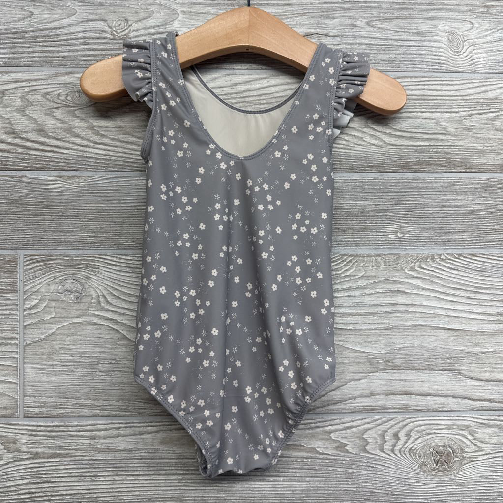 LS Swimsuit Flowers Ruffle Trim 18-24M