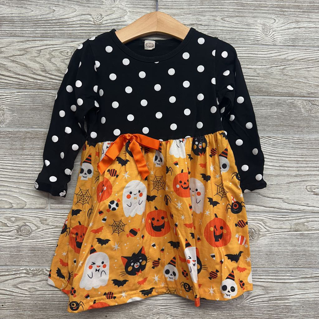 LS Dress Polka Dot Cat, Pumpkins,Ghost 2t