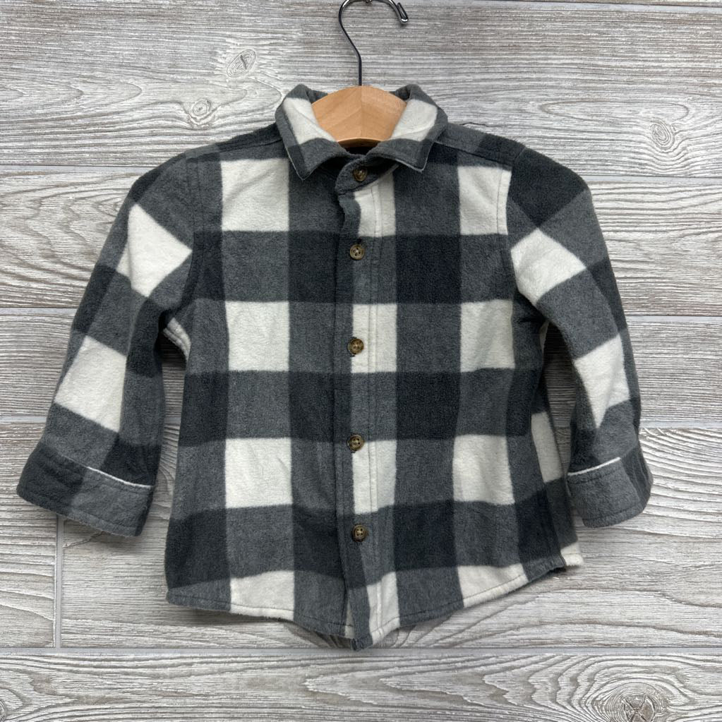 Fleece Gingham Button Up Shirt 12M