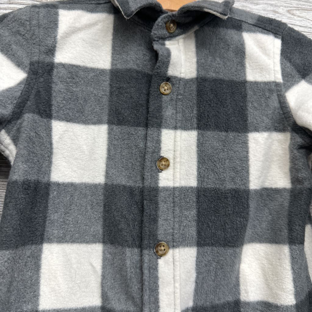Fleece Gingham Button Up Shirt 12M
