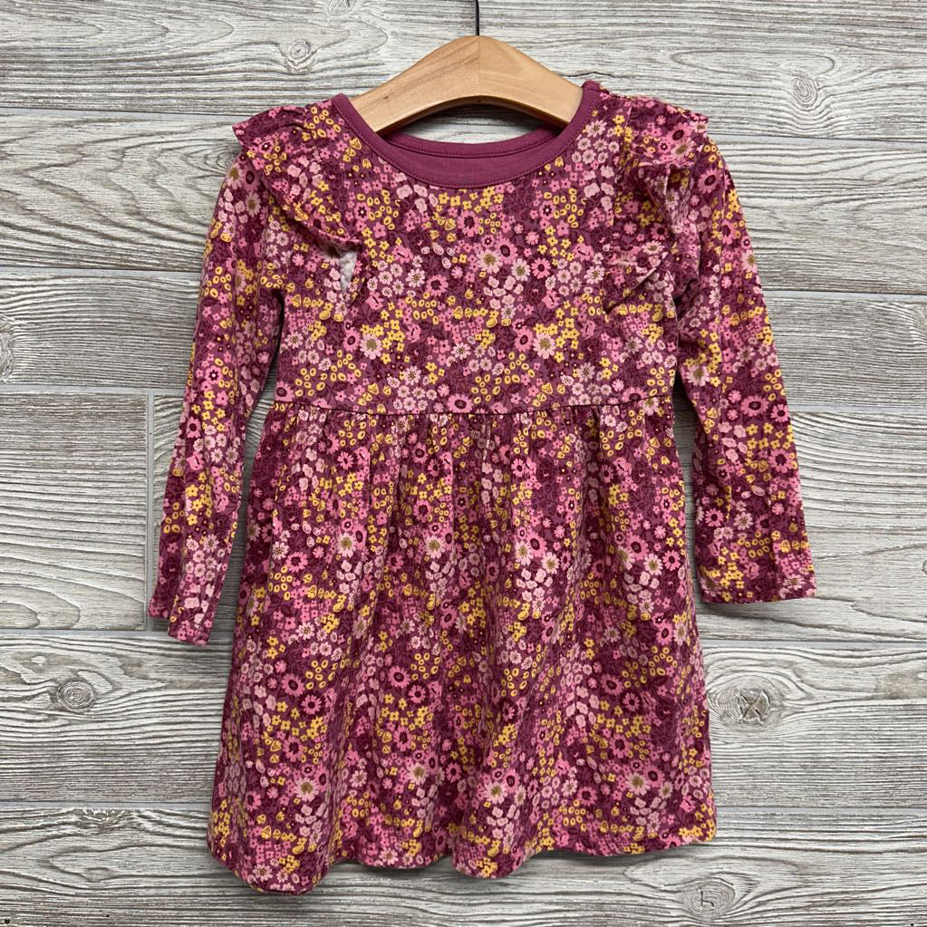Flutter Sleeve LS Dress Flowers 3t