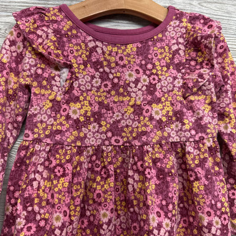 Flutter Sleeve LS Dress Flowers 3t