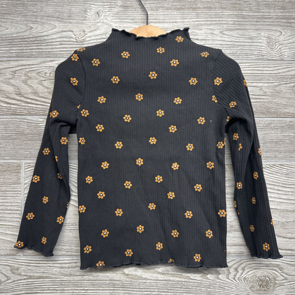Ribbed Mock Neck Shirt Flowers 3t