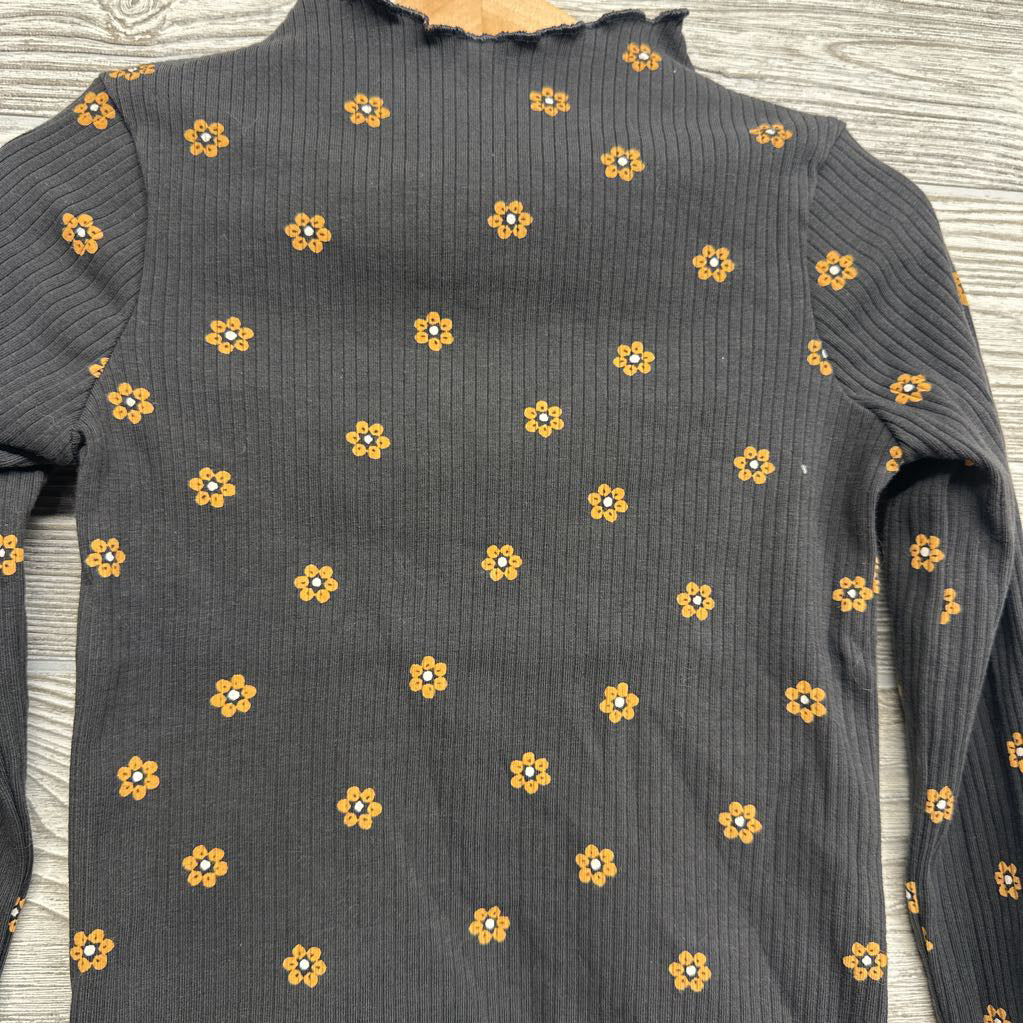 Ribbed Mock Neck Shirt Flowers 3t