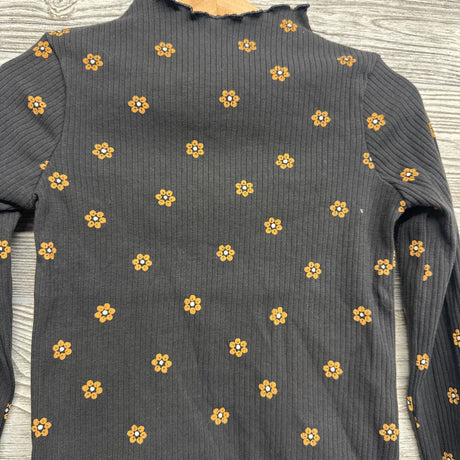 Ribbed Mock Neck Shirt Flowers 3t