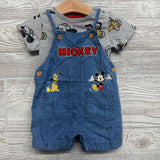 Shortalls & Shirt Mickey 3-6M