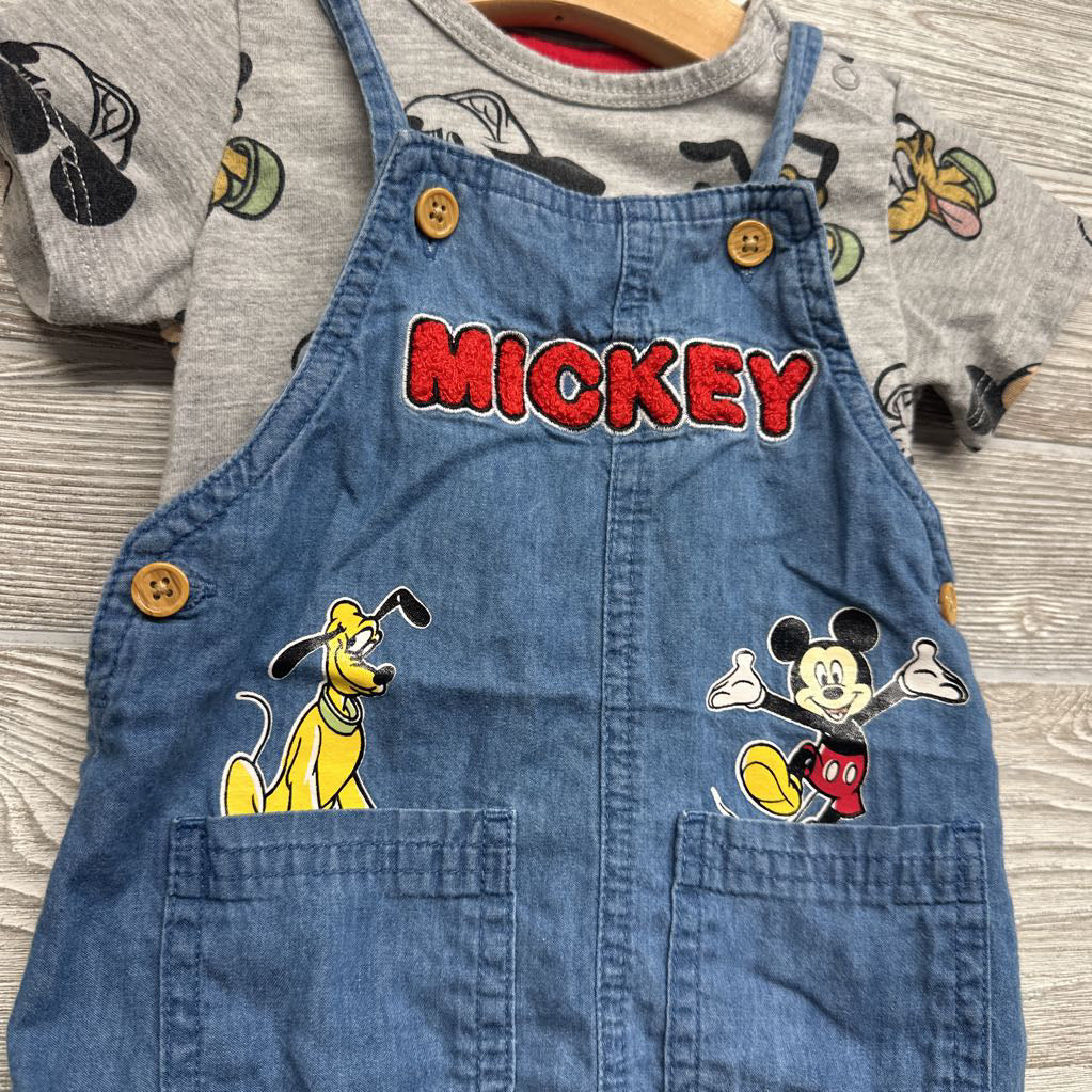 Shortalls & Shirt Mickey 3-6M