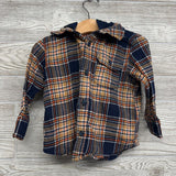 Flannel Button Up Plaid Shirt W/ Hood 2t