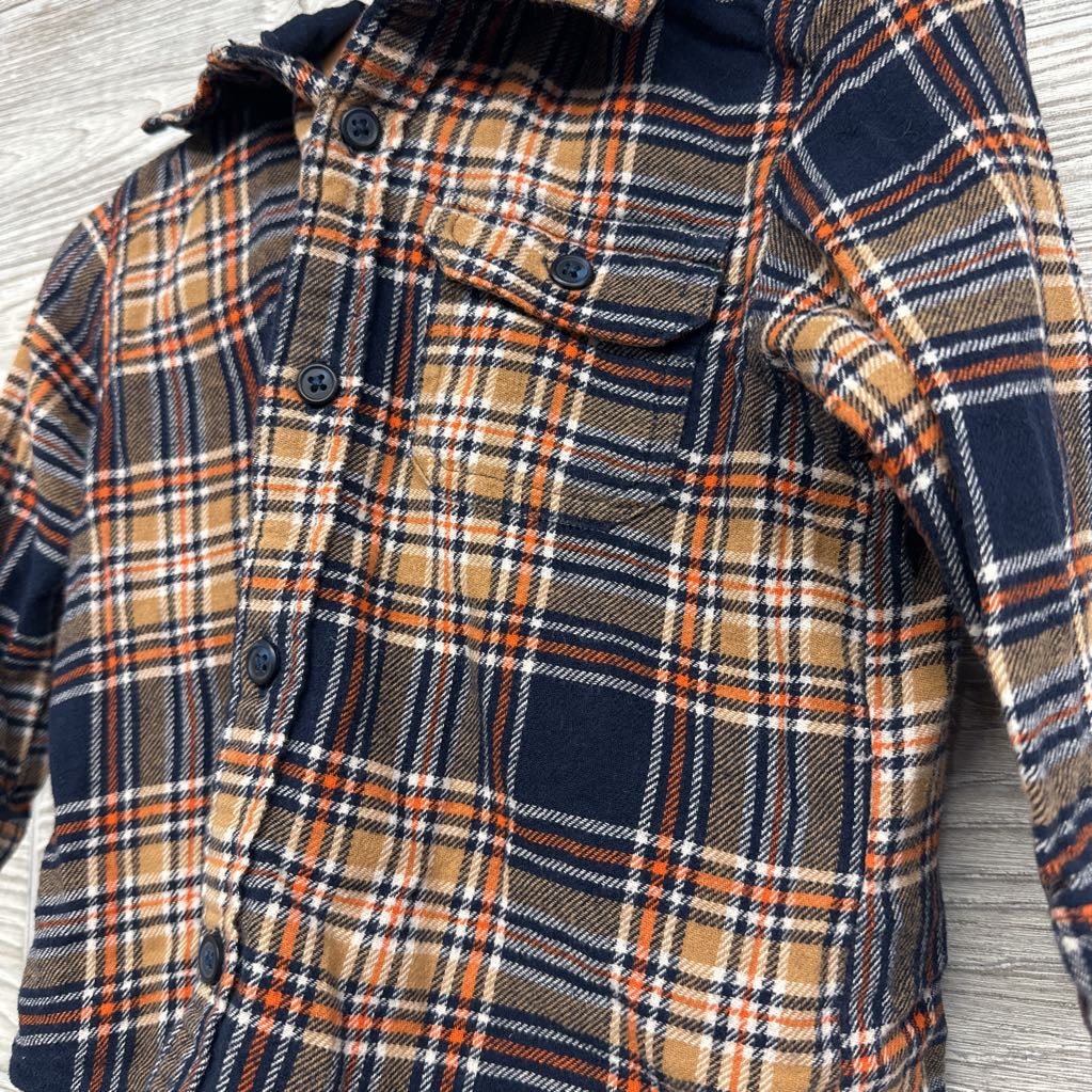 Flannel Button Up Plaid Shirt W/ Hood 2t