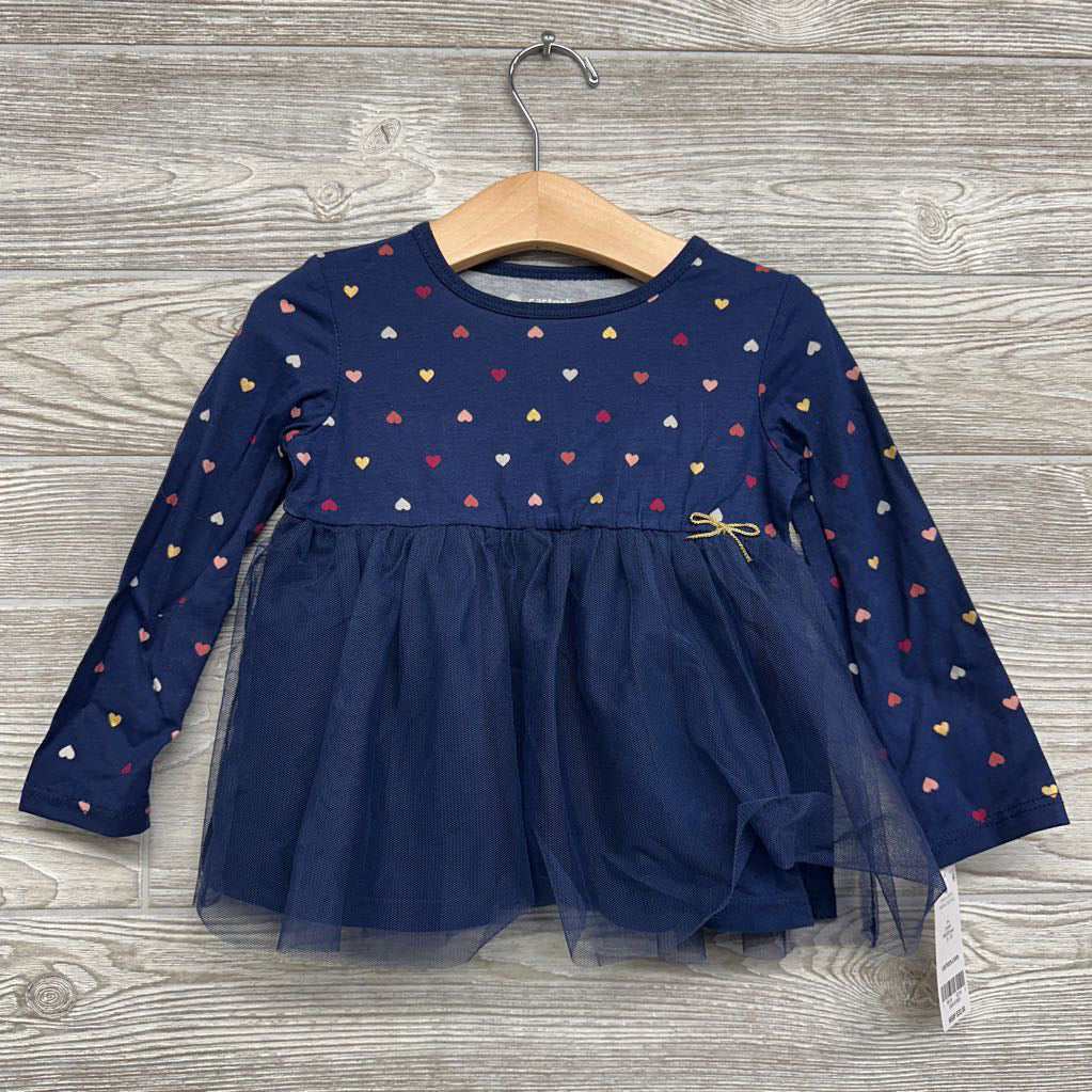 NEW LS Dress Tulle Hearts 2t