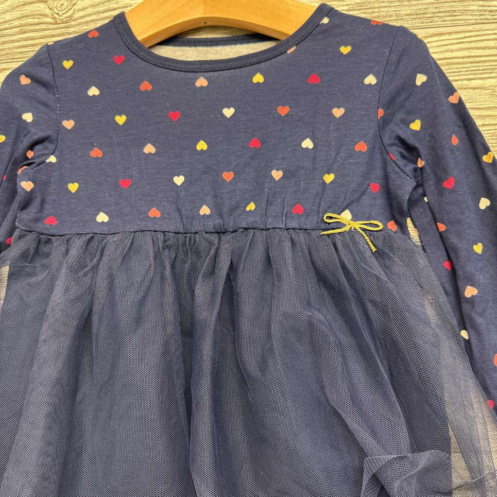 NEW LS Dress Tulle Hearts 2t