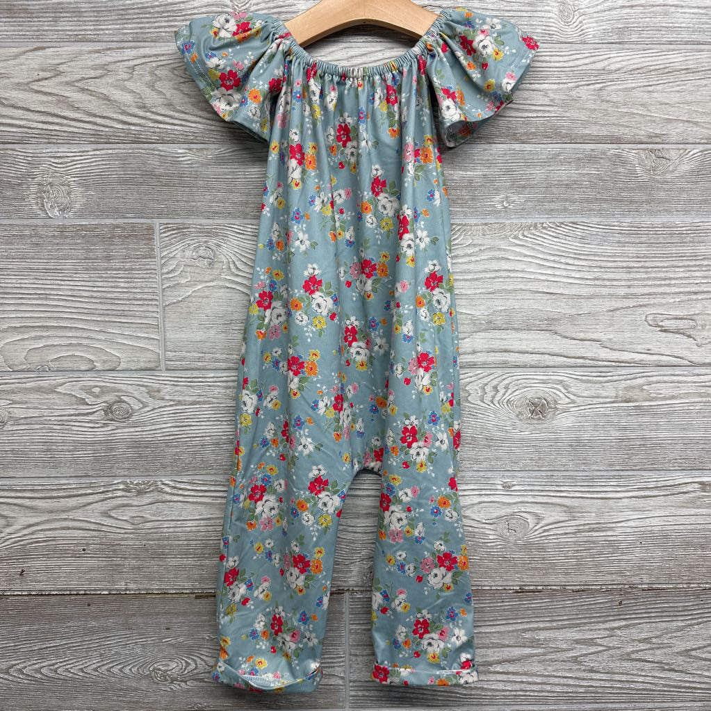 Off Shoulder Romper Flowers 4t