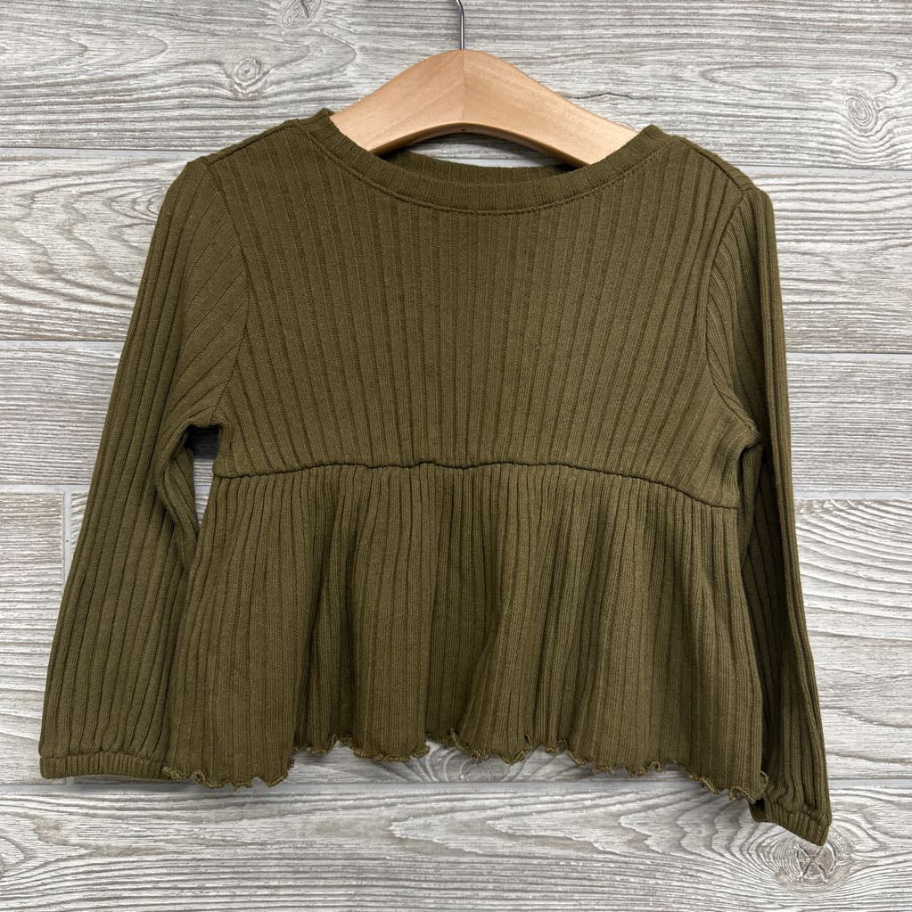 Ribbed Peplum LS Shirt 2t