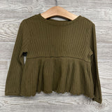 Ribbed Peplum LS Shirt 2t