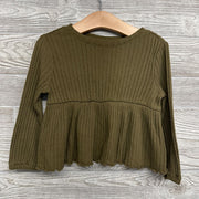 Ribbed Peplum LS Shirt 2t