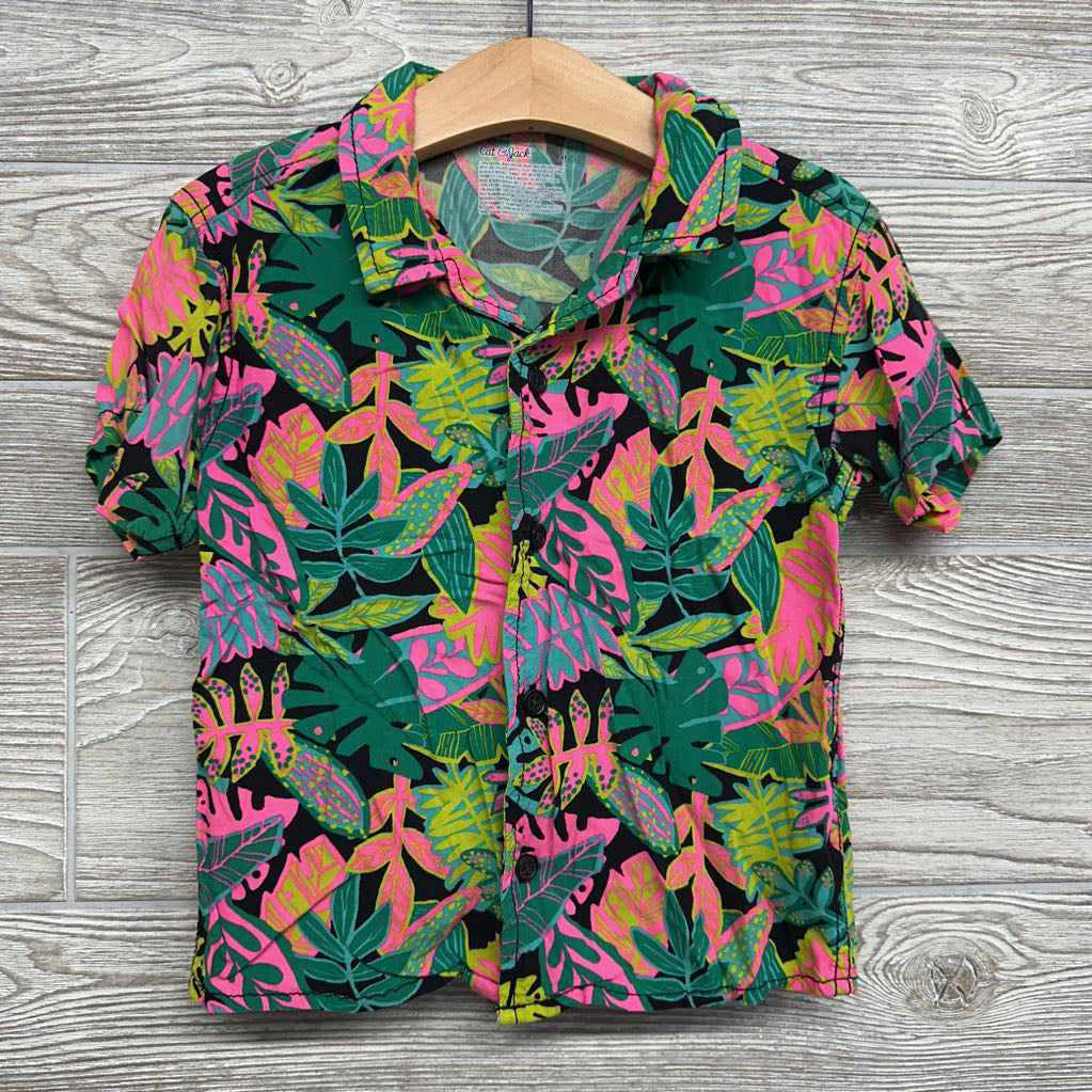 SS Button Up Shirt Leaves 4t