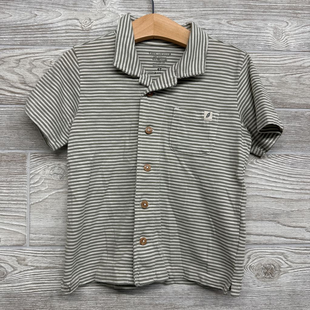 Button Up SS Shirt Stripes 4t