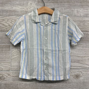 Linen SS Button Up Shirt Stripes 4t