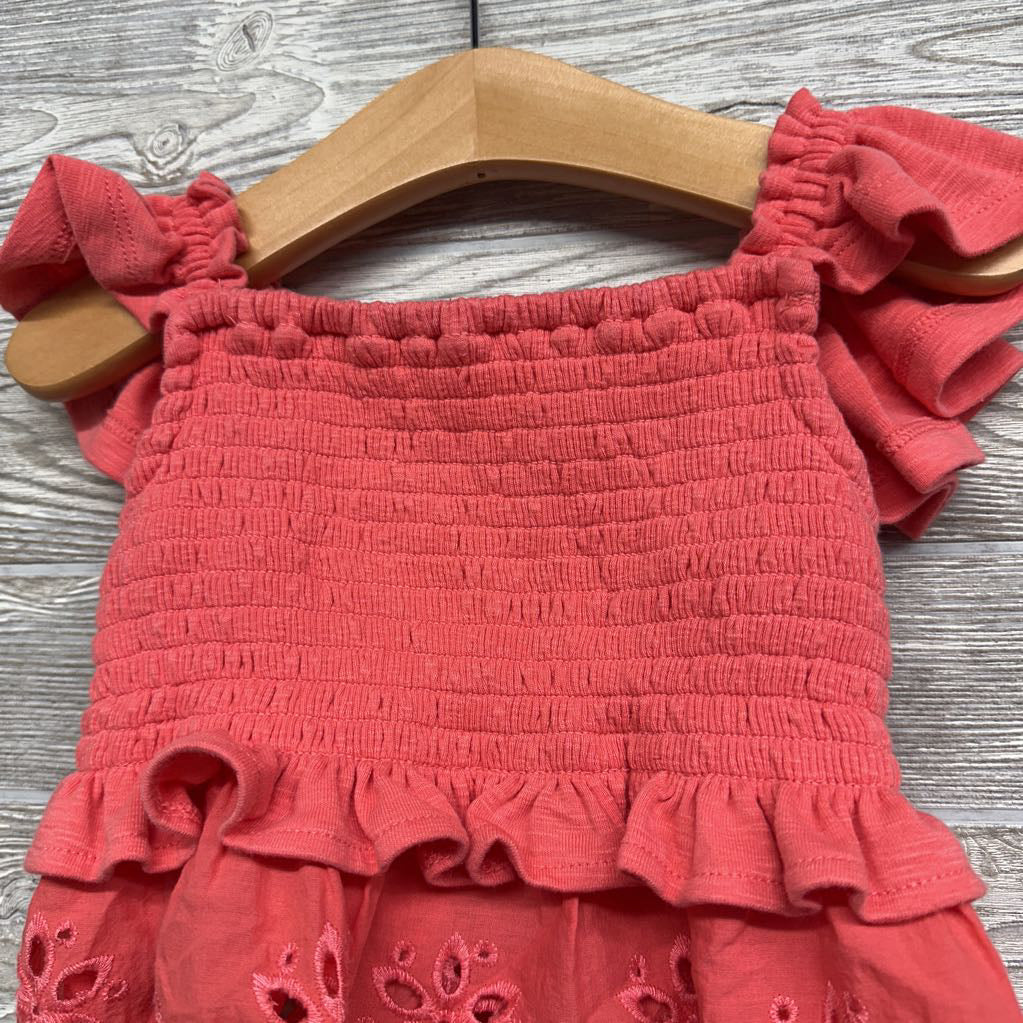 Smocked Ruffle Strap Tank Top 3t