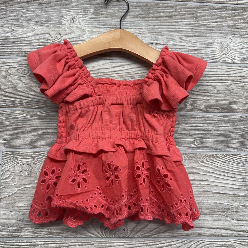 Smocked Ruffle Strap Tank Top 3t