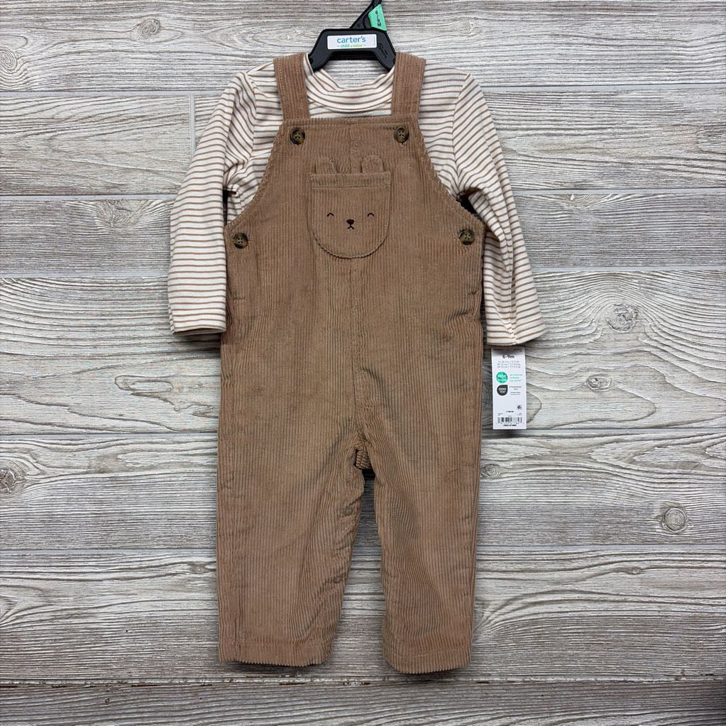 NEW LS Shirt Stripes & Cord Overalls 6-9M