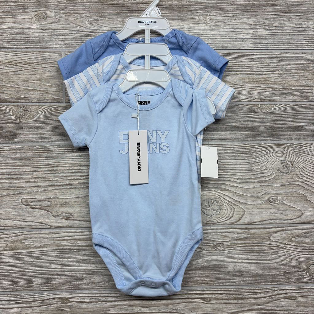 NEW 3 Pk Bodysuits Logos Stripes 6-9M