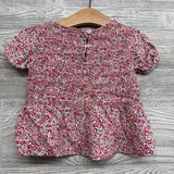 Smocked Peplum Shirt Flowers 4T
