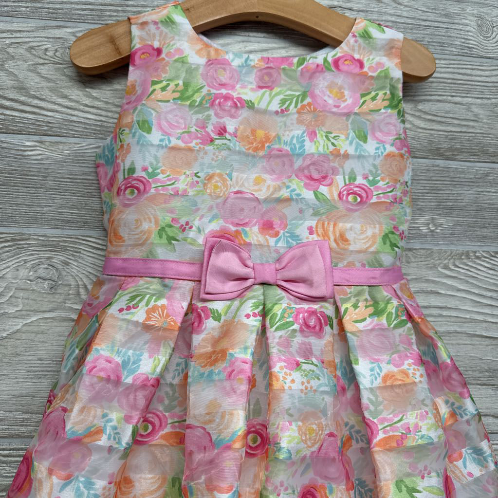 Tank Dress Stripes Flowers Bow 4T