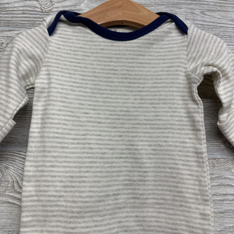 LS PJ Gown Stripes 0-6M