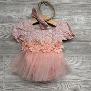 Lace Tulle Dress & Headwrap 3-6M