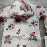 NEW Waffle Knit Sleeper W/ Hat Flowers Preemie