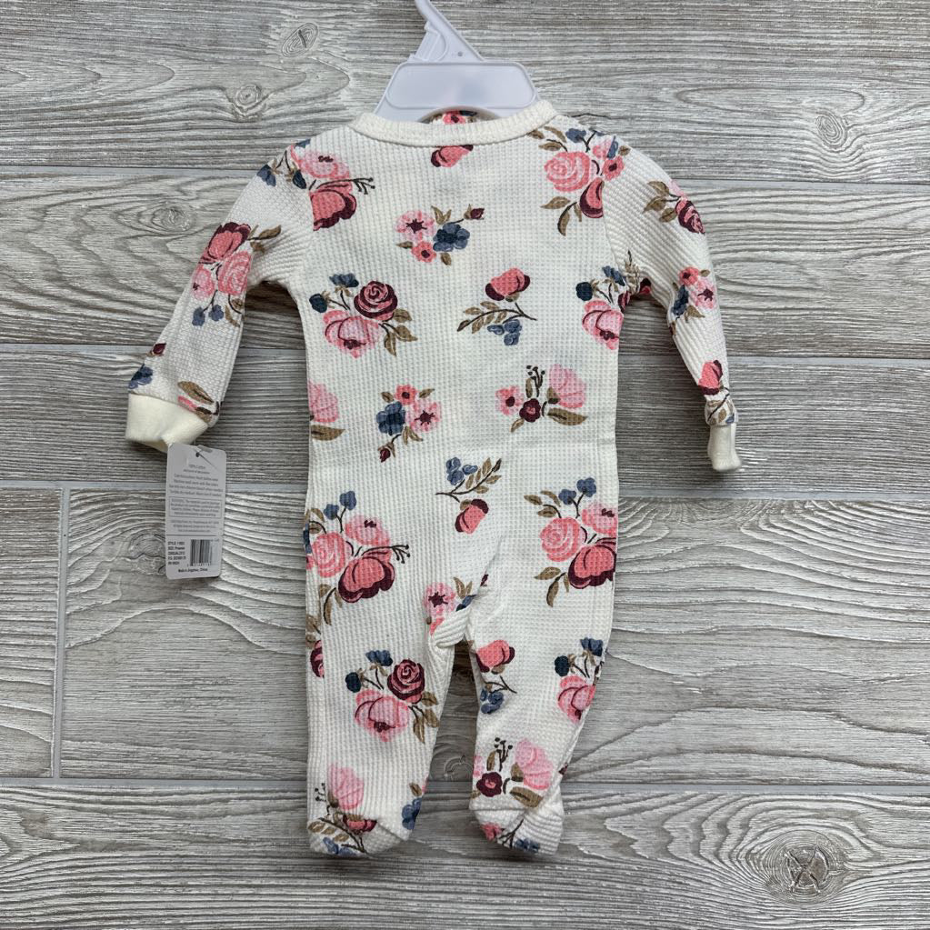 NEW Waffle Knit Sleeper W/ Hat Flowers Preemie