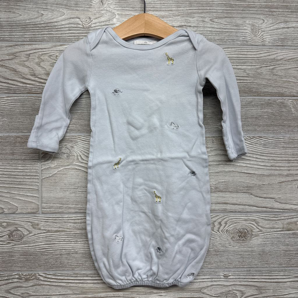 LS PJ Gown Embroidered Animals 0-6M