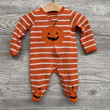 Waffle Knit Sleeper Stripes Pumpkin NB