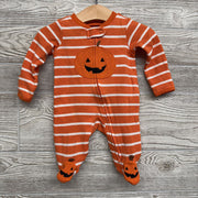 Waffle Knit Sleeper Stripes Pumpkin NB